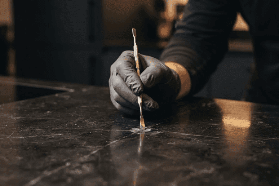FinishWise technician carrying out a cosmetic worktop repair